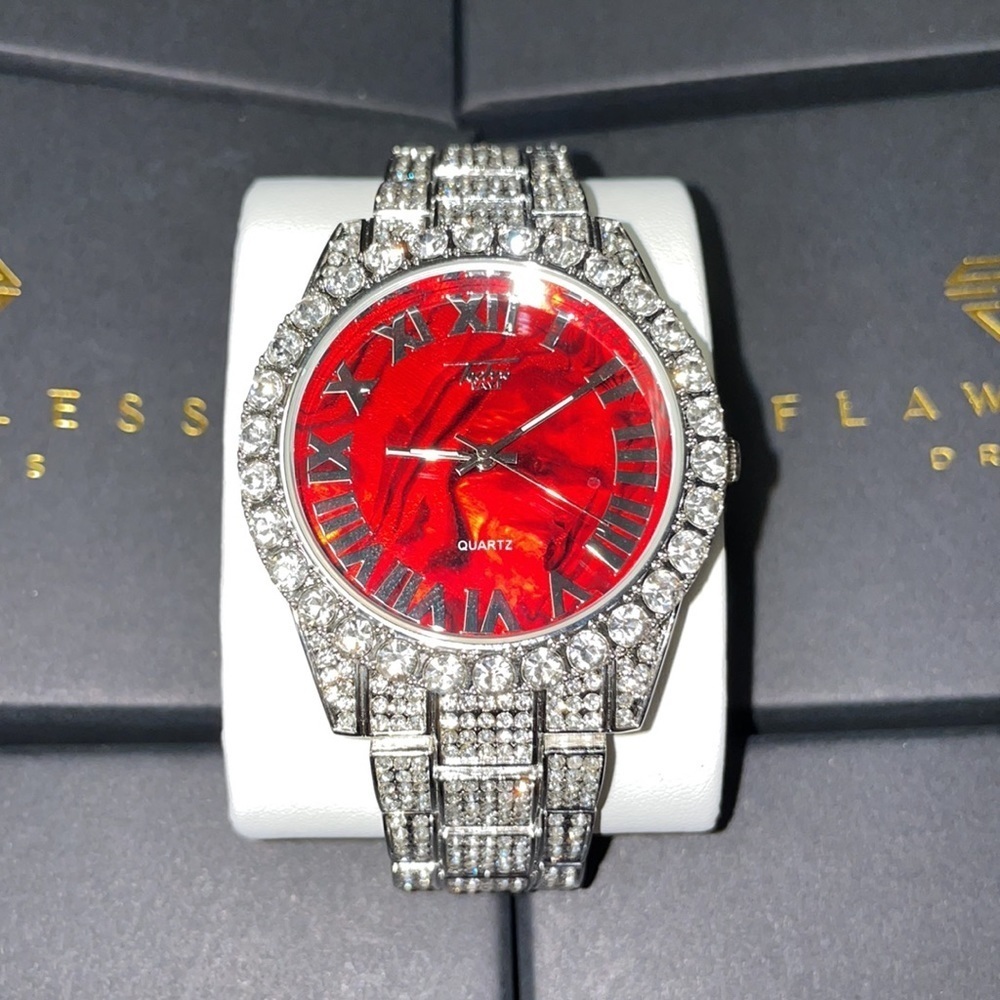 Iced Out White Gold Red Face CZ Watch | Hip Hop